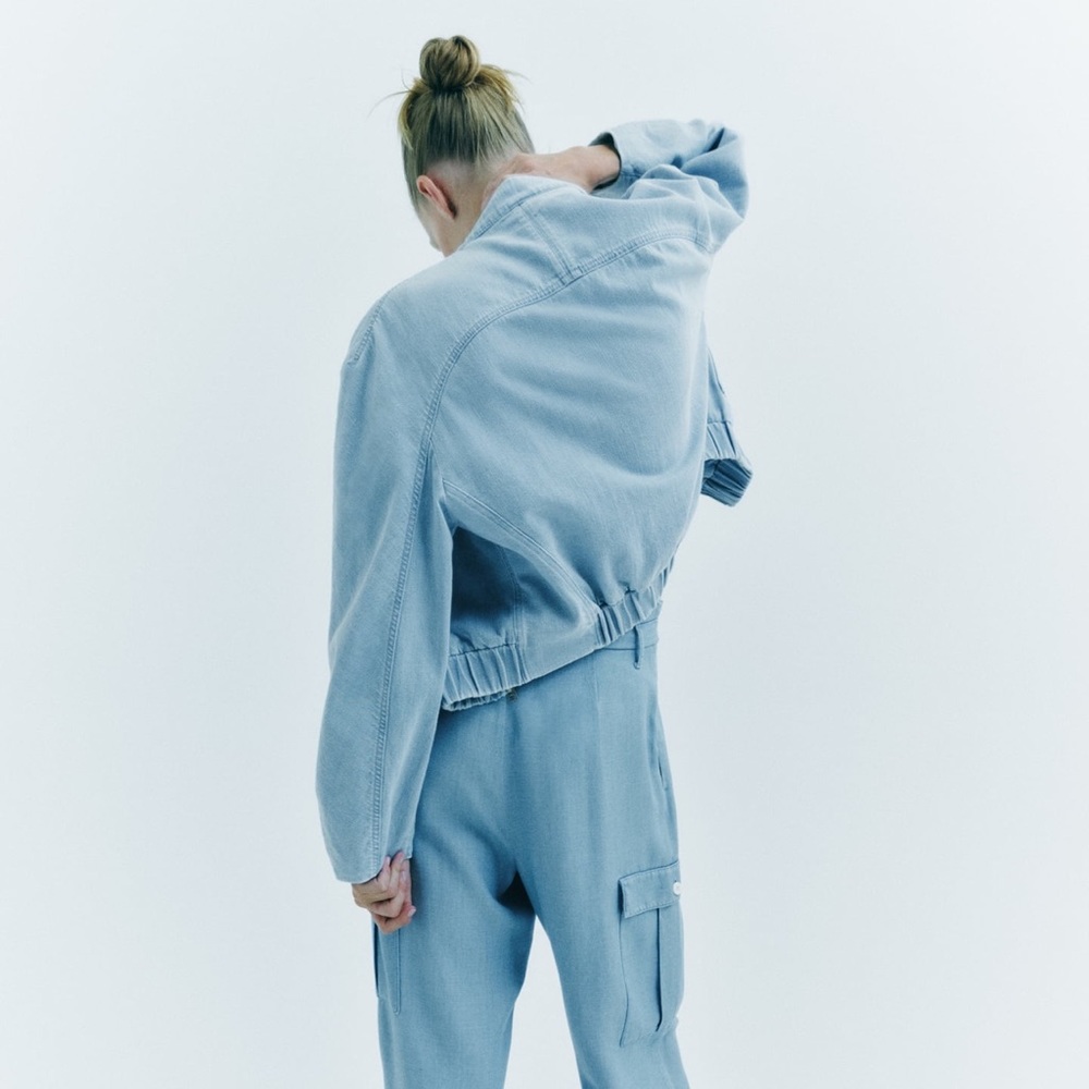 Zara DENIM BOMBER JACKET - Picture 6 of 9